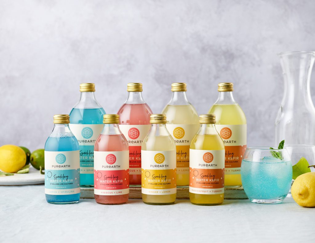 A selection of Purearth's gut-friendly drinks