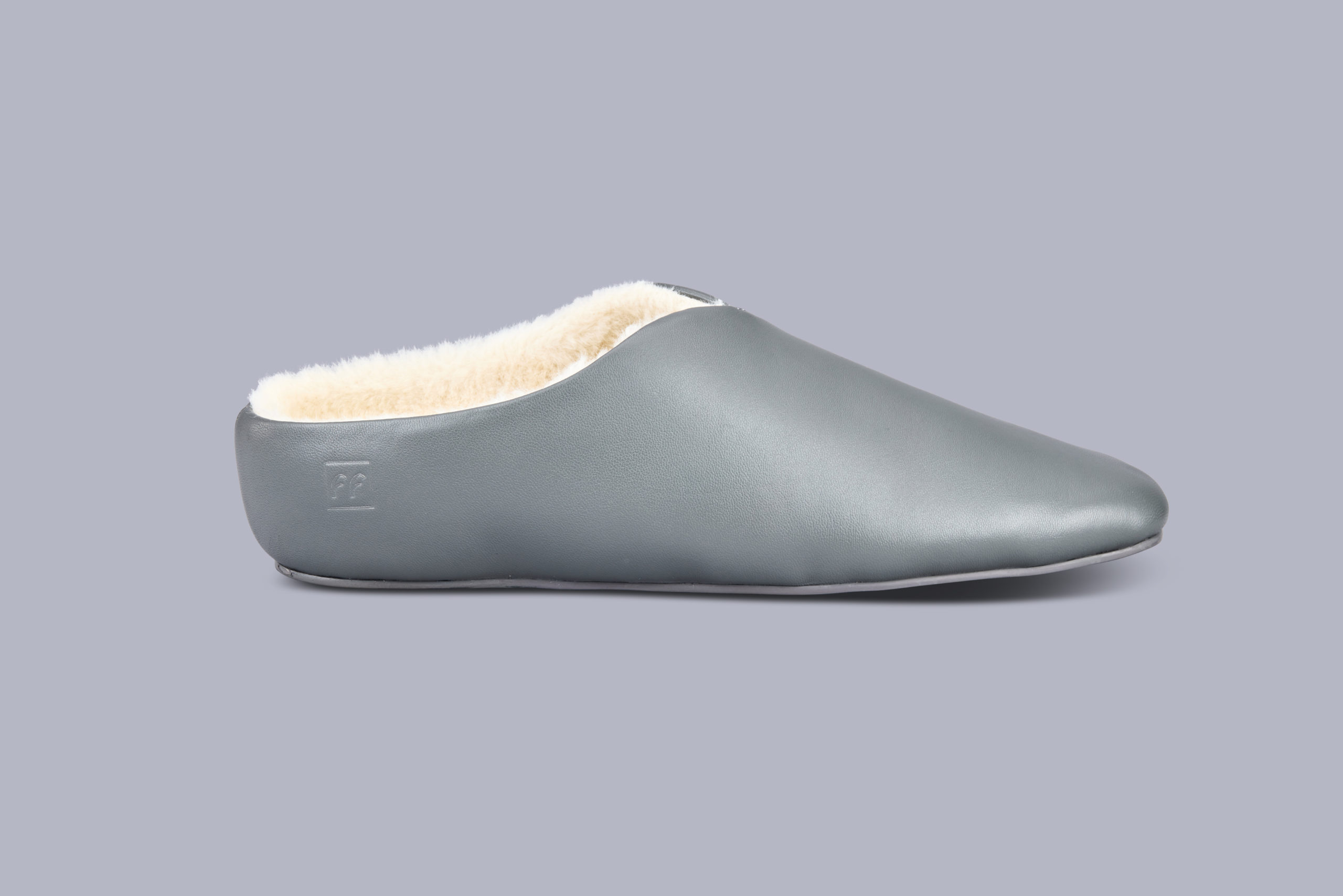 The London charcoal grey slipper side view