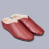 The Shanghai oxblood red leather luxury slippers, quarter view