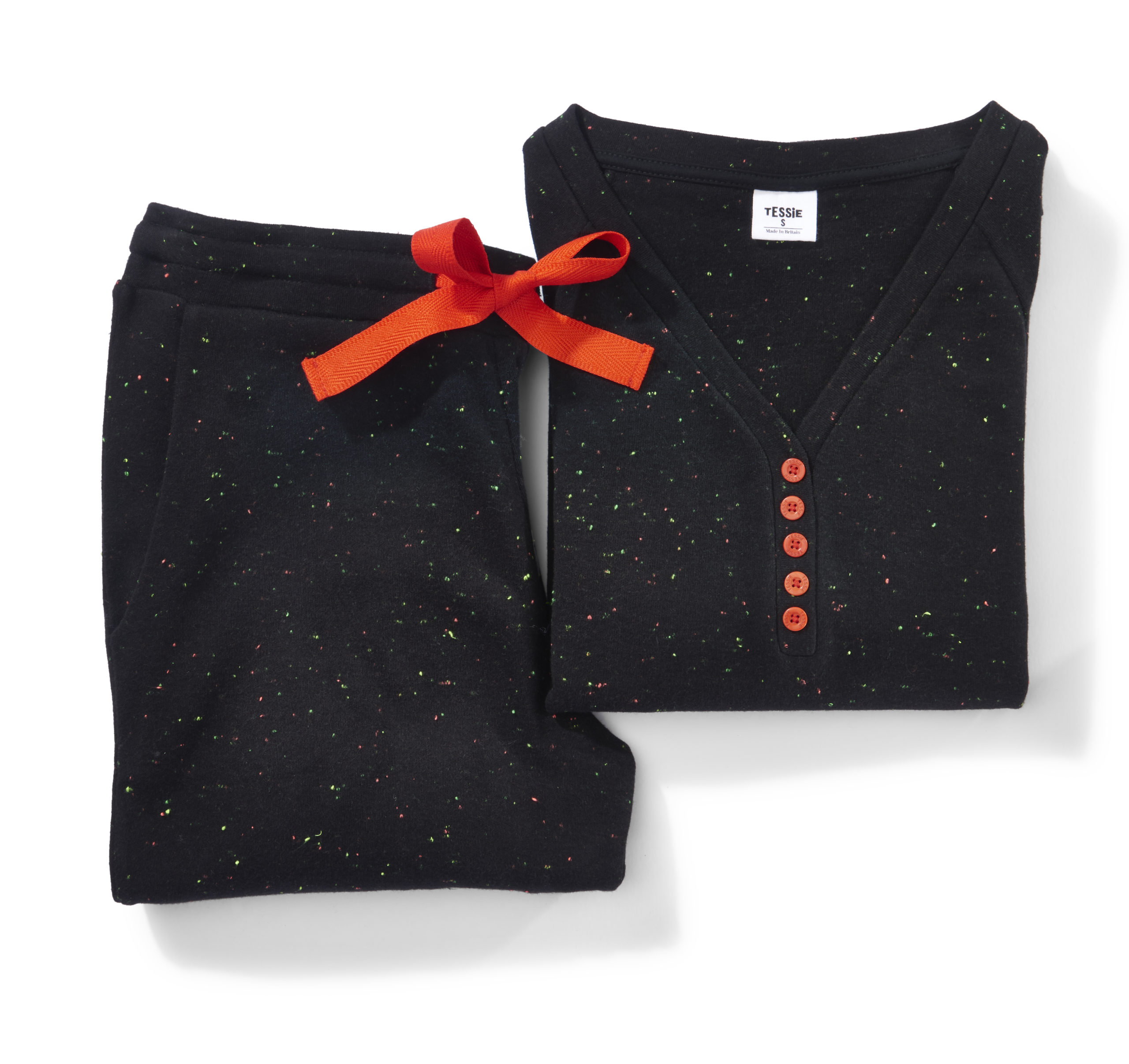 Tessie Clothing Confetti Black Long Sleeve Top & Trousers Set