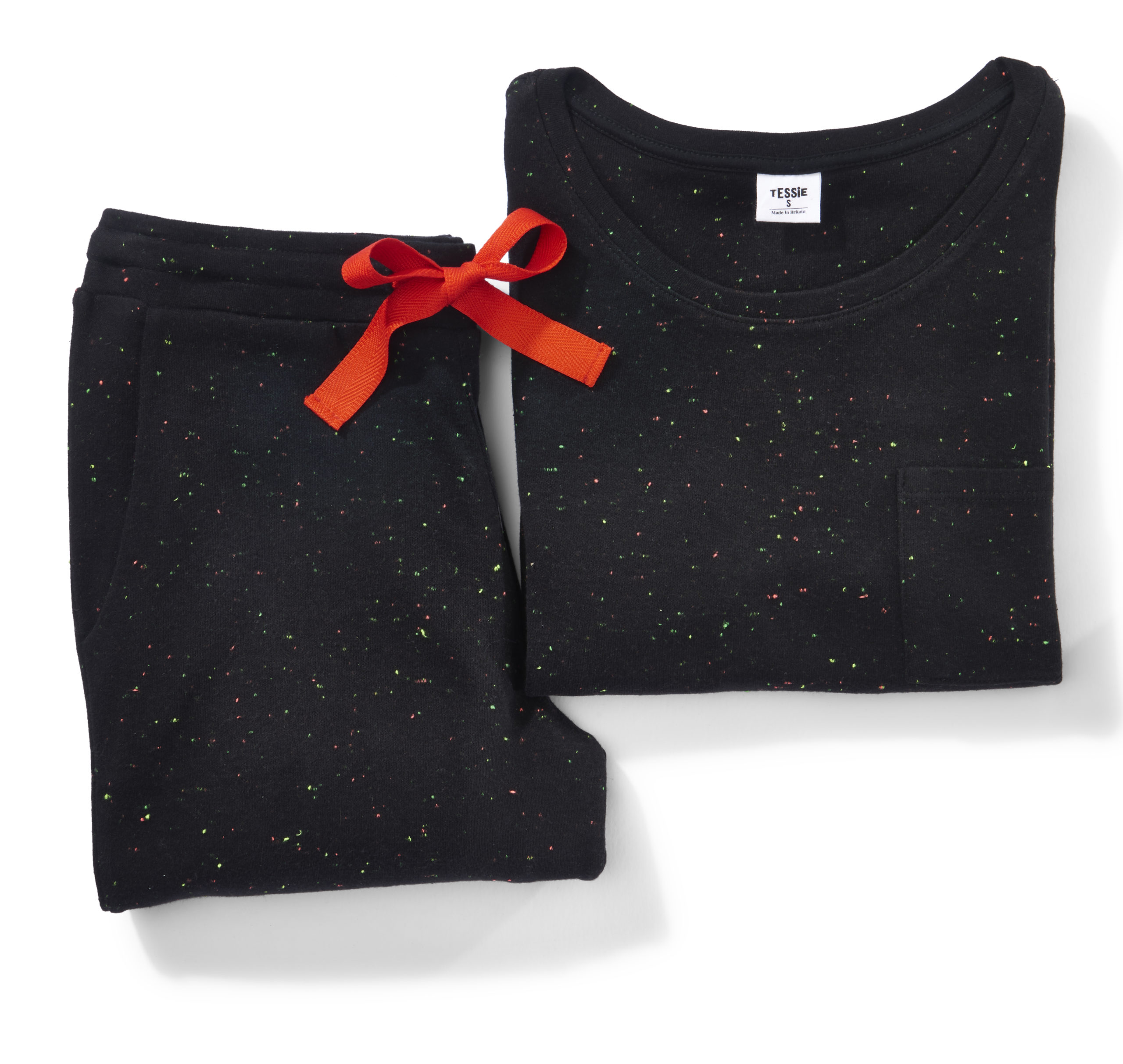 Tessie Clothing Confetti Black T-Shirt and Trousers Pyjamas Set